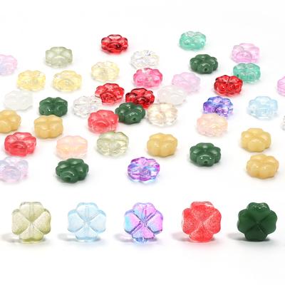 50pcs/Lot 10mm Colored Four-leaf Clover Shape Beads for Jewelry Making Loose Spacer Glass Beads DIY Bracelet Necklace