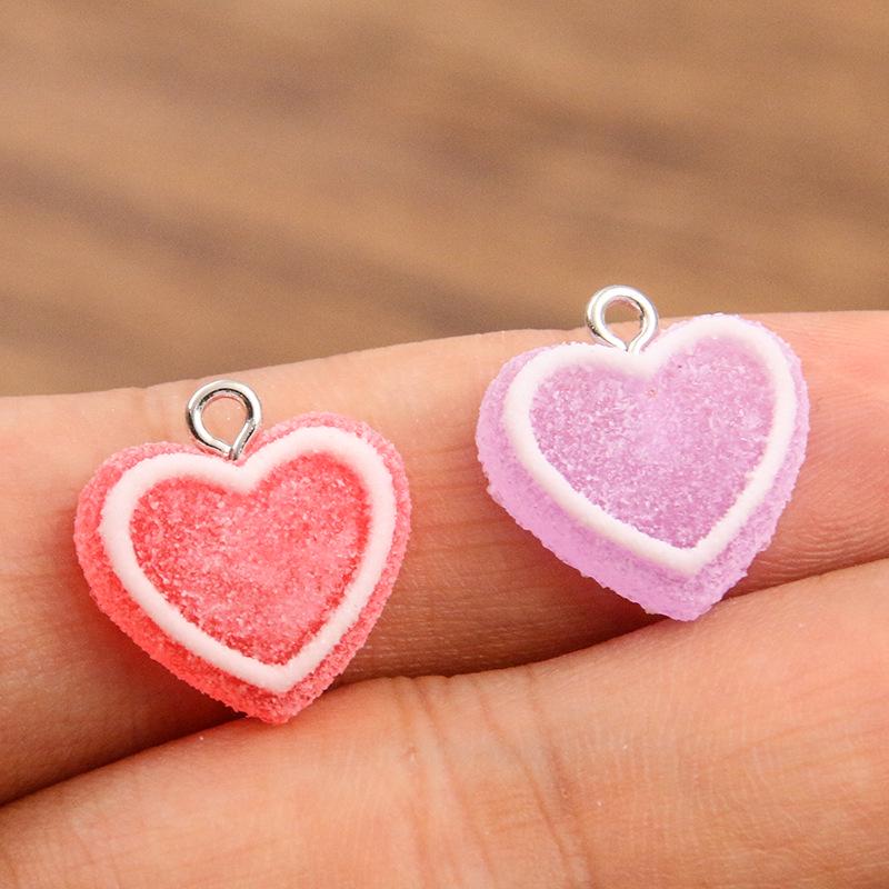 Multicolor 17x18mm Resin Heart Pendant for DIY Jewelry & Keychains
