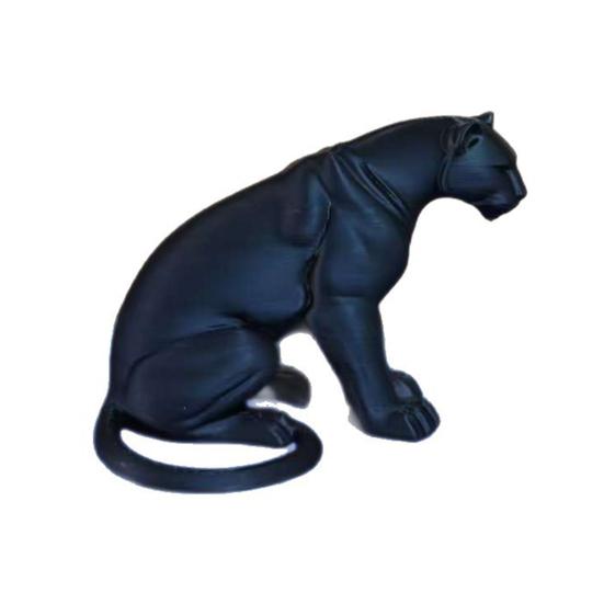

Panther Figurine 3D Printed Black White Wildlife Figure Collectible Animal Sculpture for Home Office Desk Decor