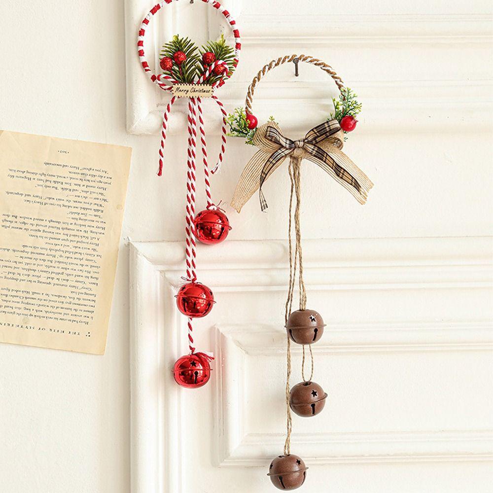 Iron Christmas Chime Bells Retro Xmas Tree Hanging Bells Window Display Pendant