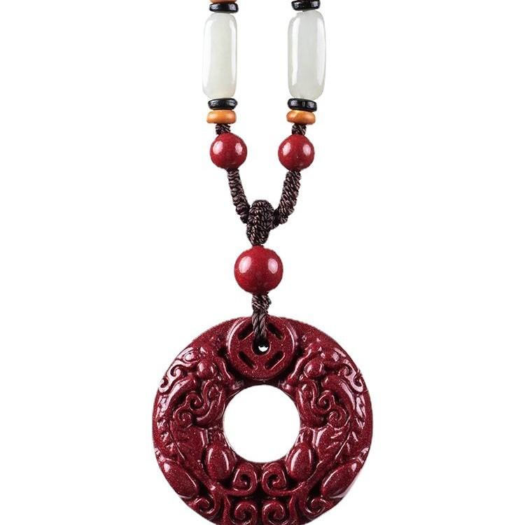 Original Cinnabar Stone Pixiu Peace Pendant Men's Necklace, Women's Sweater, Zodiac Pendant
