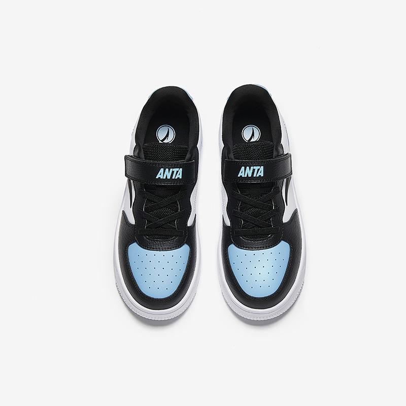 Anta Fashionable Comfortable Durable Lightweight Shock Absorbing Non-Slip Low-Top Skate Shoes Kids Sneakers Black Blue White A12448088-2