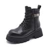 Leather Martin boots women's 2025 winter new thick heel medium tube women's boots thick-soled versatile velvet British style short boots