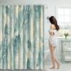 1pc Tropical banana leaf patterned shower curtain, polyester fabric, machine washable, with hooks, suitable for bathroom décor.