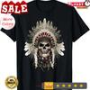 Chief Indian Skull Tribal Headdre Gift for Lover Indigenous T Shirt Vintage Washed Unisex Designer Clothes Graphic Homme