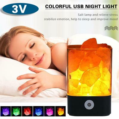 USB přírodní himálajská křišťálová solná lampa LED světlo měnící barvu s ionizátorem černá