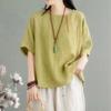 Plus Size M-3XL Women T-shirt Summer Short-sleeved Blouse O Neck Loose Fashion Vintage Embroidered National Style  Female Tops