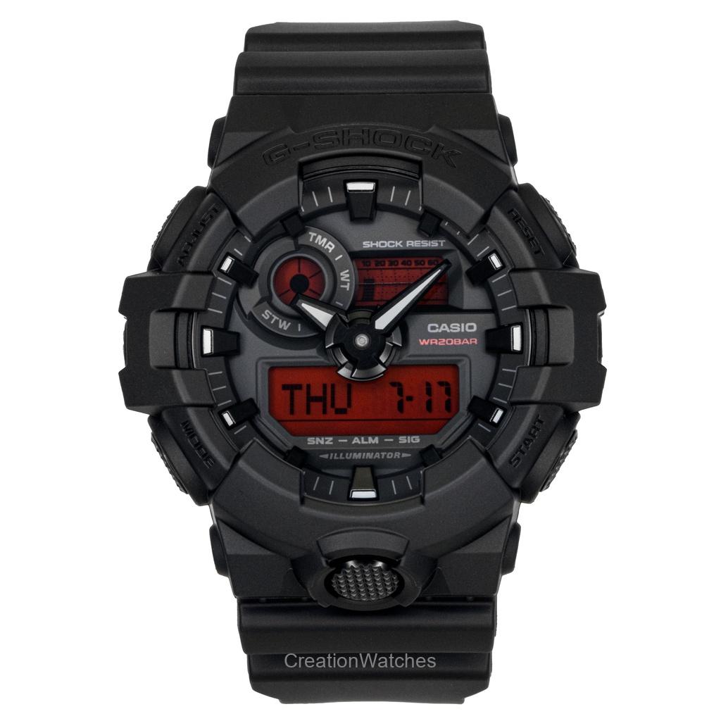 

Casio G-Shock Аналогово-цифровые часы с полимерным ремешком, черный циферблат, кварцевые GA-700BBR-1A, 200 м, мужские чёрный