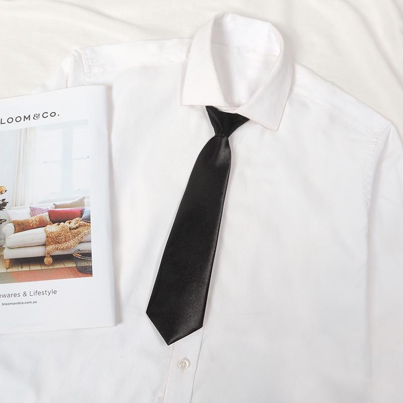 JK Japanischer Stil Unisex Studenten Krawatte mit Reißverschluss - Schwarz Bügelfrei Akademie Fliege für Kinder.