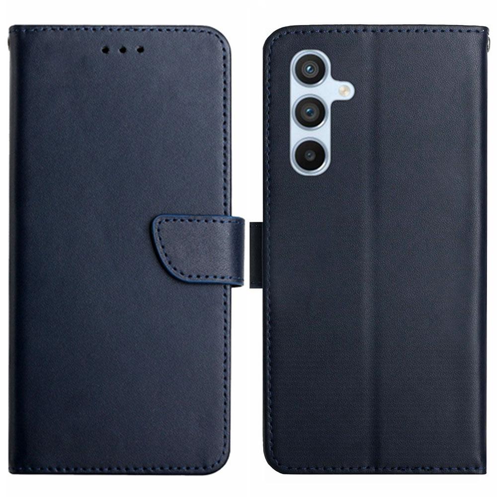 

HT02 For Samsung Galaxy A15 4G Case Wallet Genuine Cow Leather Phone Cover Blue