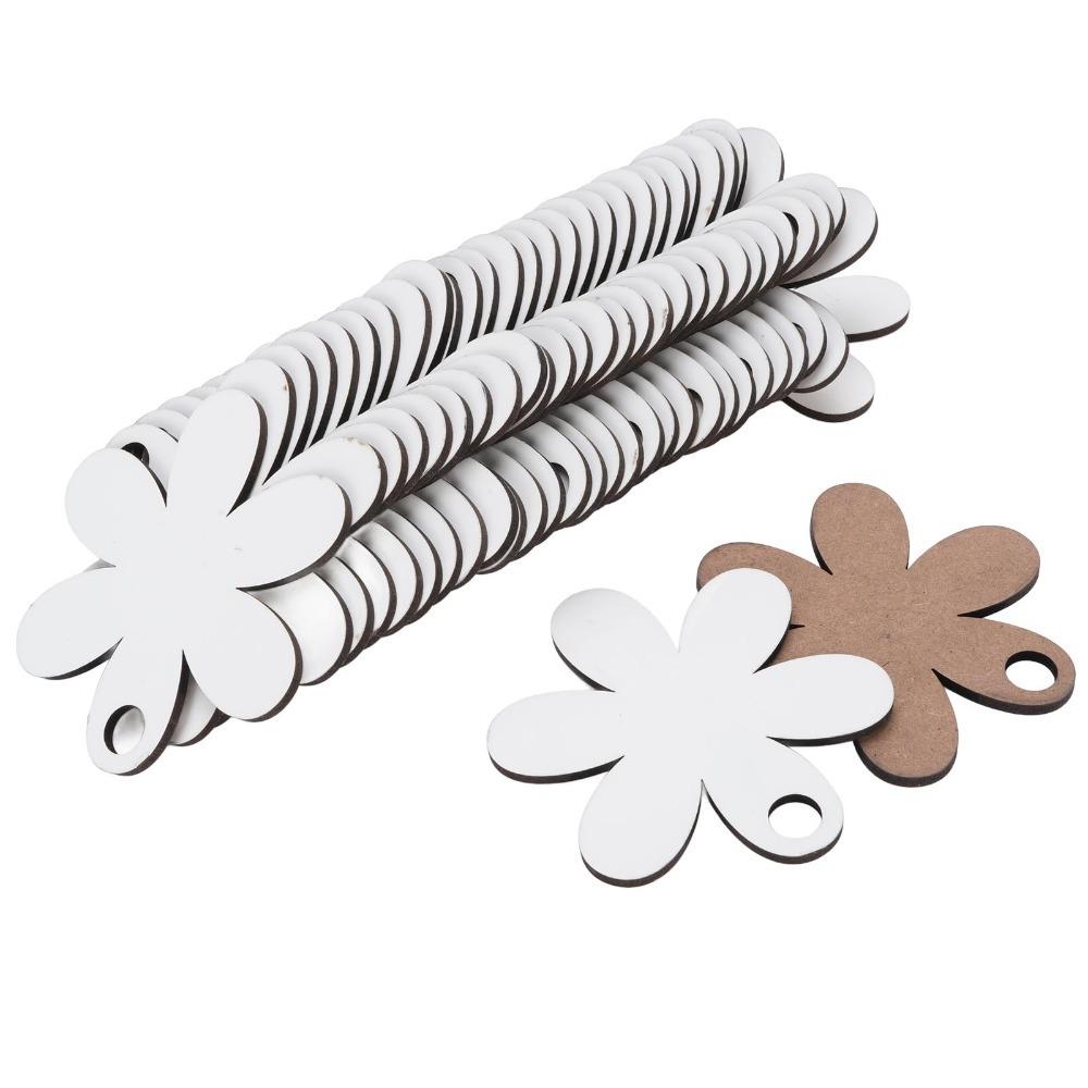

30pcs White Cup Blank Name Plates Medium Density Fiberboard Name Topper Keychain Accessories