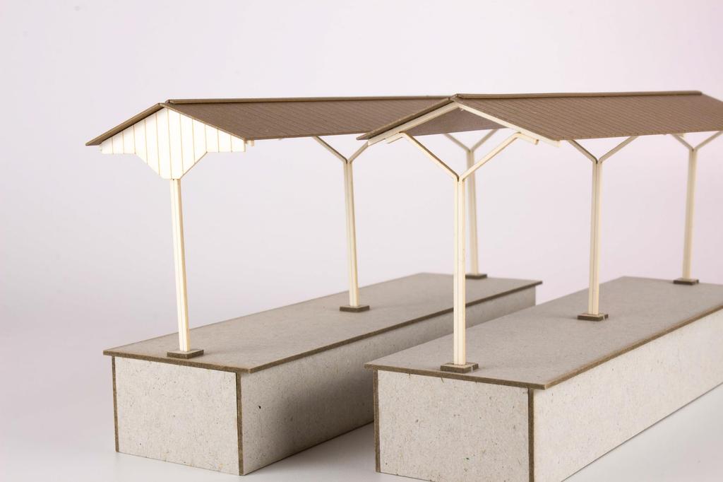 PLUMPMOA HO gauge Street corner accessory series Island local platform Extension set B Paper kit MS080 Diorama supplies 1/80 (roof)