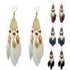 Ethnic Style Hook Women Earrings Long Feather Charm Jewelry Ornament Gift