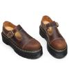 ThickSoled TStrip Mary Jane Women'S Shoes, Genuine Leather LowTop Small Leather Shoes, FirstLayer Crazy Horse Brown Student Muffin Bottom