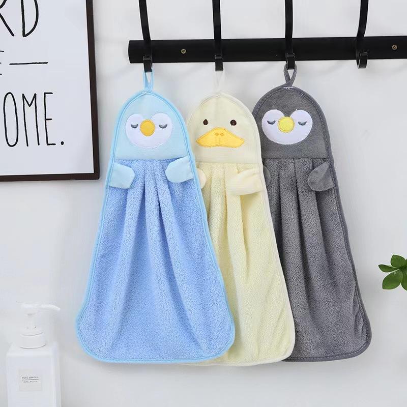 

Penguin hand towel hanging coral fleece towel kitchen bathroom lazy hand cloth absorbent cartoon towel 22*36cm синій