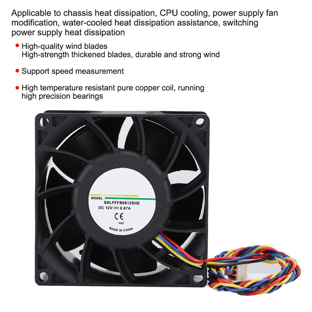 CPU Cooler Dual Ball PWM 4 Wire Computer Chassis Cooling Fan 4900RPM Speed 12V 0.87A