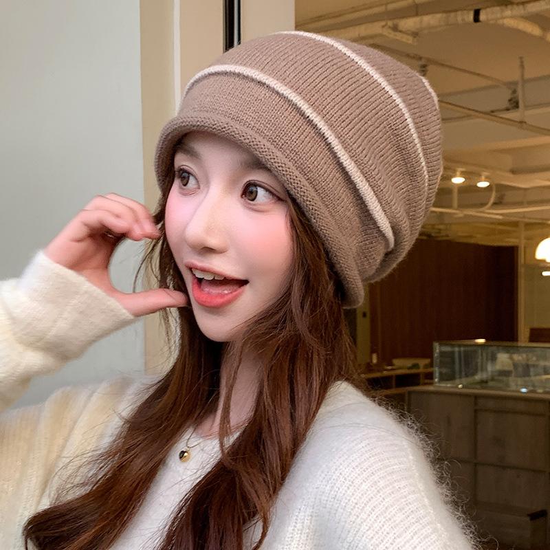 Autumn and Winter Warm Confinement Hat  Spring and Autumn Ear Protection Woolen Hat Face Showing Small Pullover Hat  Cool Hat