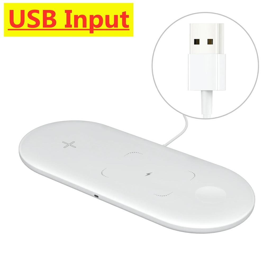 3 In 1 Wireless Charger Pad Ultra thin Desktop Mobile Phone Fast Charging Station USB PD For iPhone 16 15 14 13 IWatch Airpods