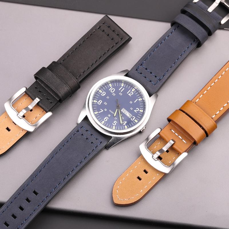 Watchband Genuine Leather Watch Band Strap Quick Release Vintage Watchband Metal Buckle Wristband Belt Accessories 18mm 20mm 22mm 24mm