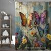 Colorful Butterfly Pattern Shower Curtain with 12 Hooks, Machine Washable, Ideal for Home or Hotel Use.