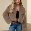 Fashionable Women's Plush Short Jacket Fauxsuit Collar