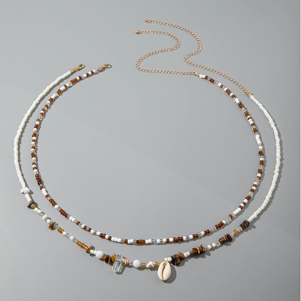 Fashionable Trendy Beach Vacation Style Sexy Rice Bead Waist Chain Set for Women, Beaded Shell Beach Body Chain