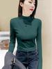 Ribbed Double-Sided Fleece Women's Slim-Fit Long Sleeve Half-High Neck Top