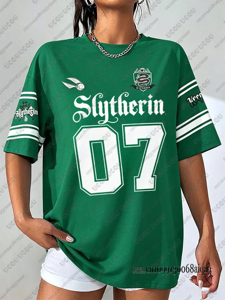 Summer Cartoon Harry Potter Print T-shirts For Women Casual Sports Football Jerseys Couple Street Tees Cosplay Clothing Y2K Tops