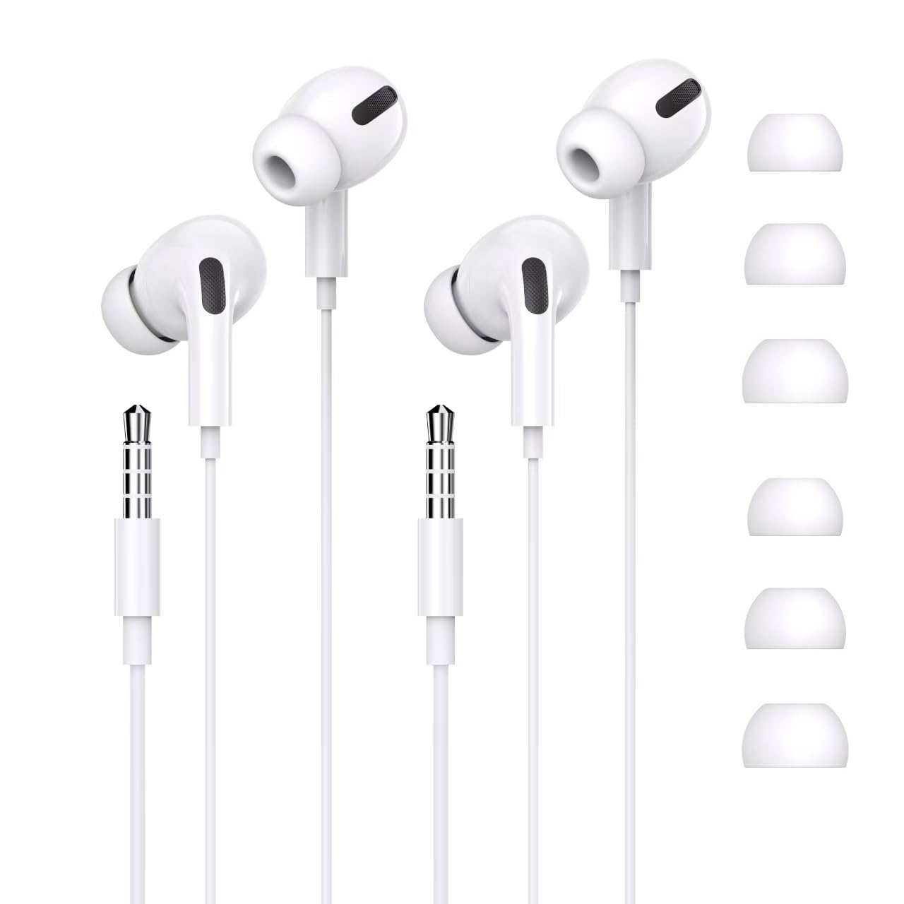 

Set of 2 Jack Wired Earphones with Adjustable Volume for Clear Comfortable Ergonomic Compact and Perfect for and No Compatible with Interface Devices белый