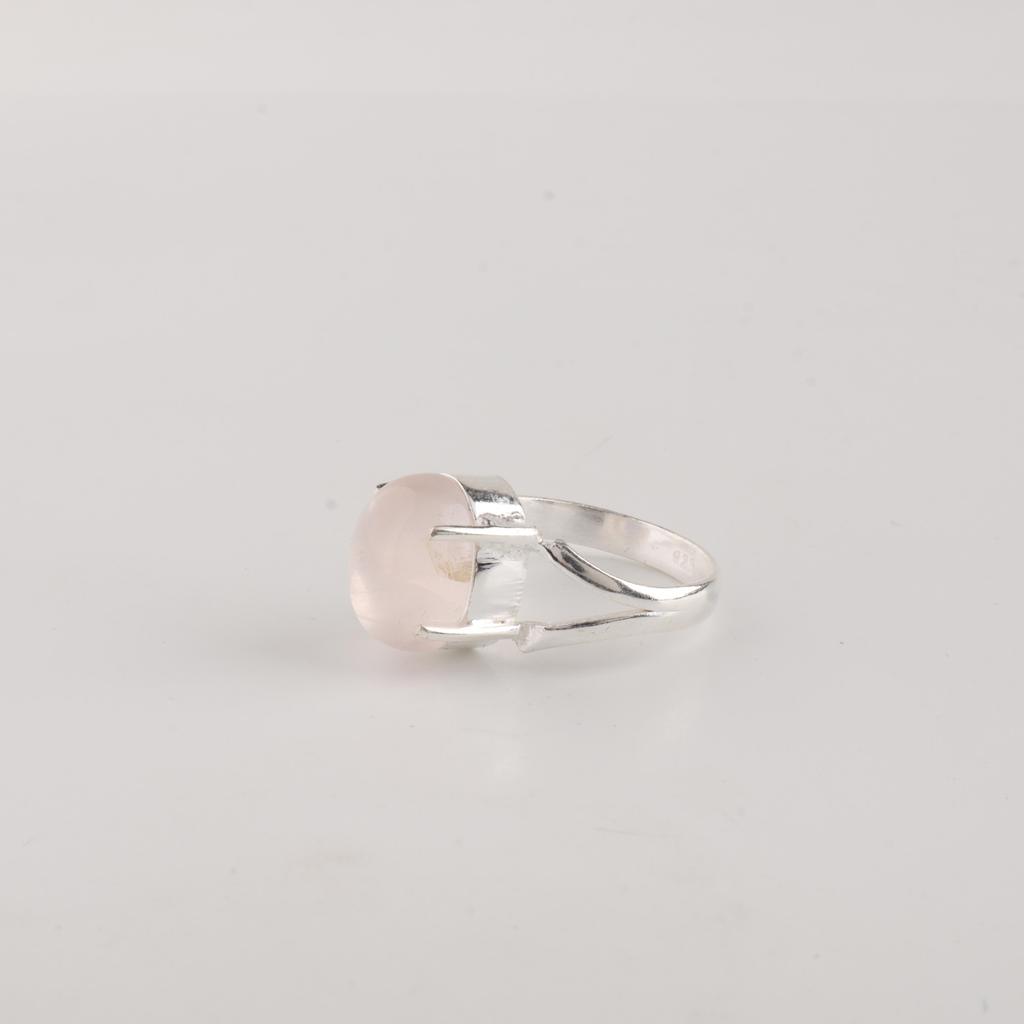 Natural Rose Quartz Gemstone 925 Sterling Silver Handmade Women's Jewelry Statement Ring For Anniversary Gift RR-75-27