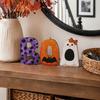 Freestanding Wood BOO Block Set Halloween Wooden Ornaments, Lettering Decorations, Rustic Bat Pumpkin Ghost Playful Desktop Decorations Table