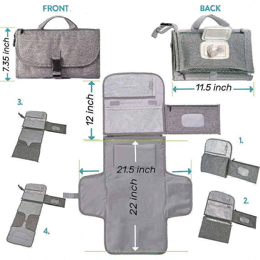 Portable Waterproof Outdoor Baby Changing Pad with Urine Barrier