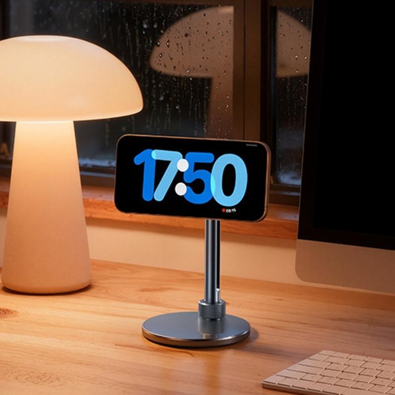 15W Wireless Fast Charging Stand Bracket for Phone 17 16 Aluminum Construction Desktop 360 Degree Rotating Phone Stand