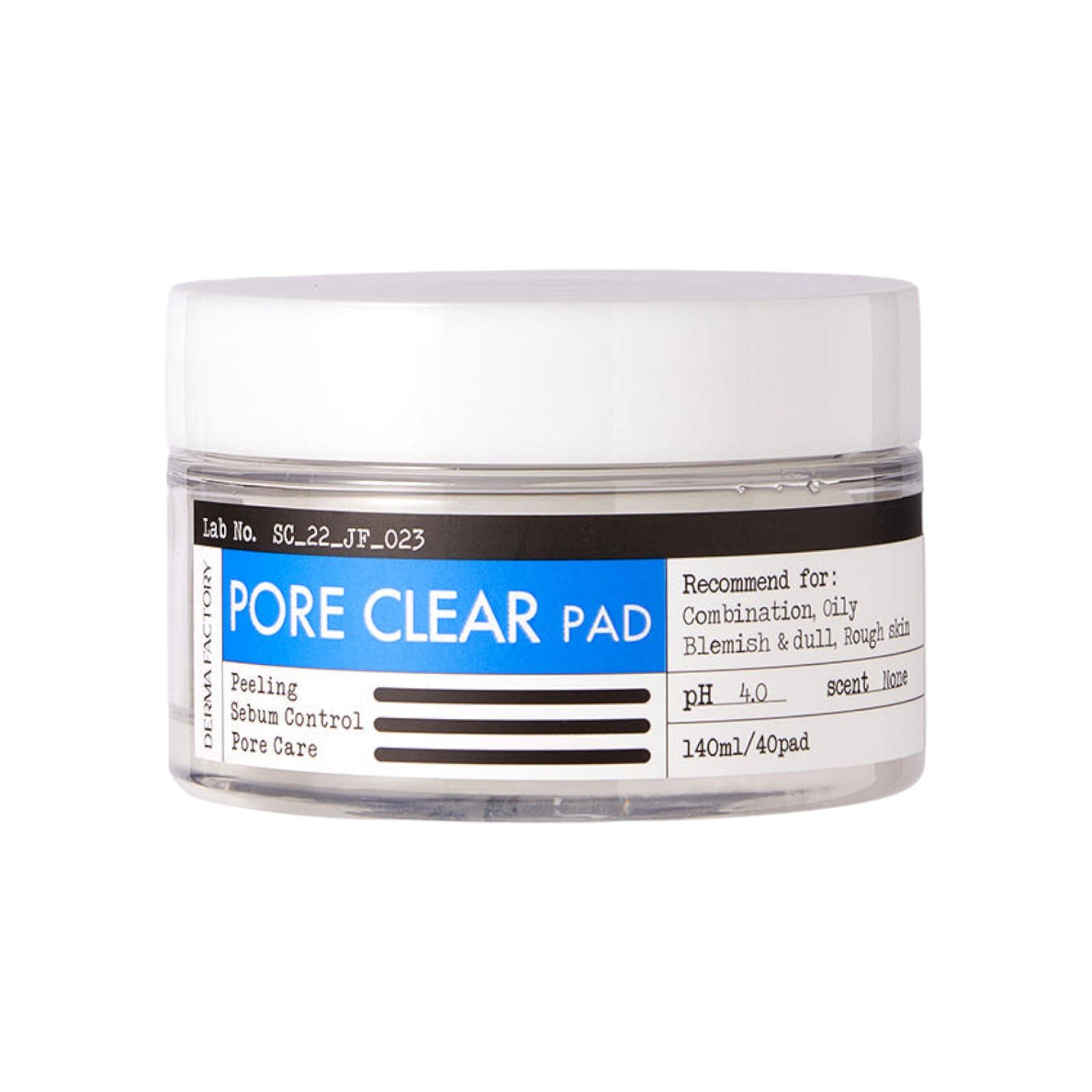 Derma Factory Pore Clear Pad Exfoliating Pore Tightening Facial Pads 140ml (40 Pads)