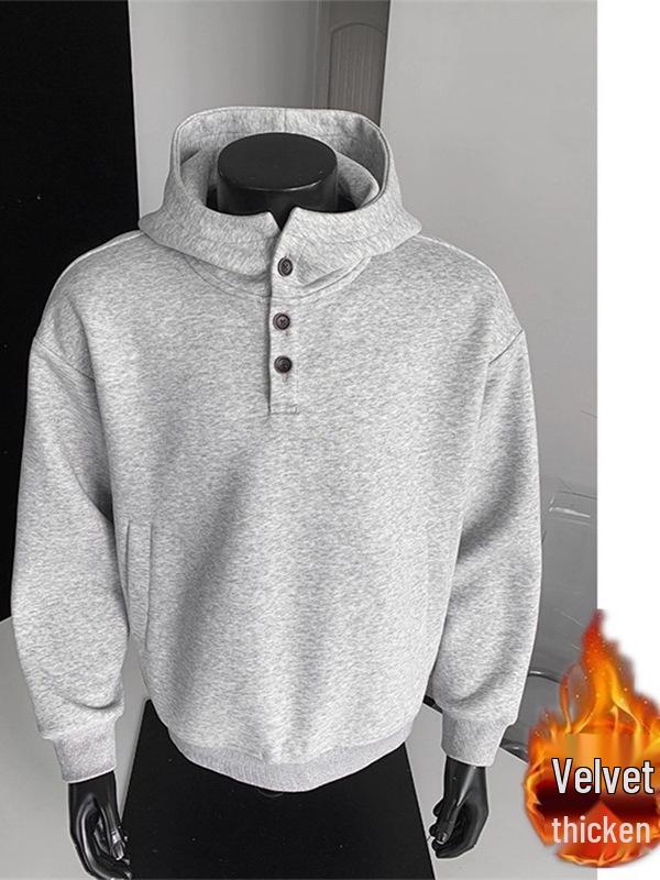 Men's Plus Size 8XL Hooded Button-Up Sweatshirt, 2025 Autumn Collection, Casual Couplet Jacket, Fits Up To 300 Jin