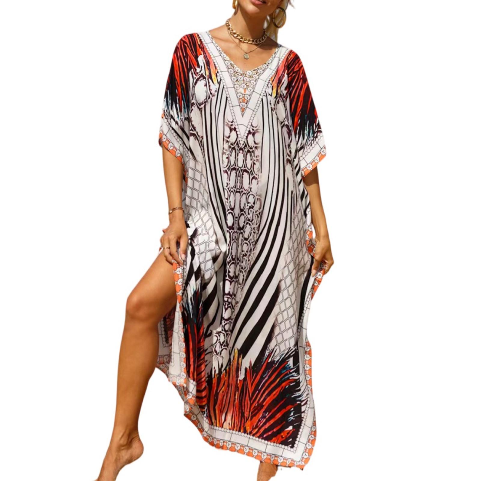 

Женское платье, красочные цветочные принты, свободный халат для отпуска, бикини, защитный халат от солнца One Size винный