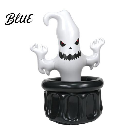 Black Magic Ice Bucket Inflatable Ghost Bucket Halloween Party Drink Tub White Double-layer Beverage Cooler for Decor Outdoor Picnic Storage