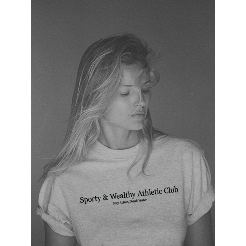 Heather Gray Shoulder Short Sleeve T-shirt for Women 2025 Summer New Arrival Loose Pure Cotton Casual Easiest for Match American Retro Half Sleeve