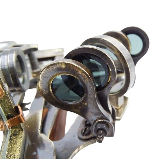 13 Cm Brass Sextant In Leather Box