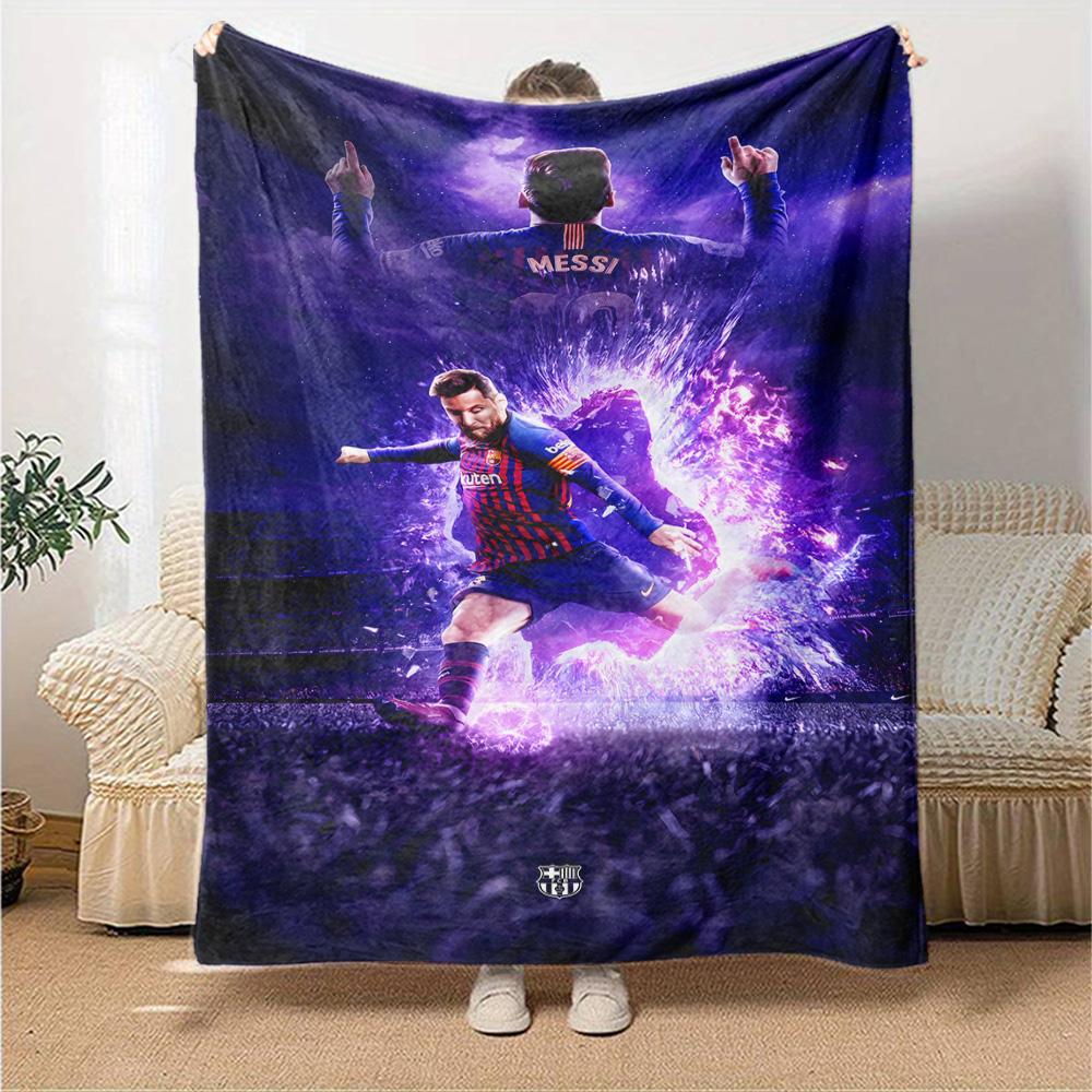 Leo Messi's Iconic Jersey Blanket Warmthful Decor Suitable for Bed Picnics Seaside Four Seasons Universal Stylish Decor Birthday Christmas Gift Blanke