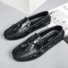 Tassel Leather Loafers Men Shoes Luxury Designer Casual Slip On Flats Men Moccasins Italian Black Male Driving Shoes Sneakers