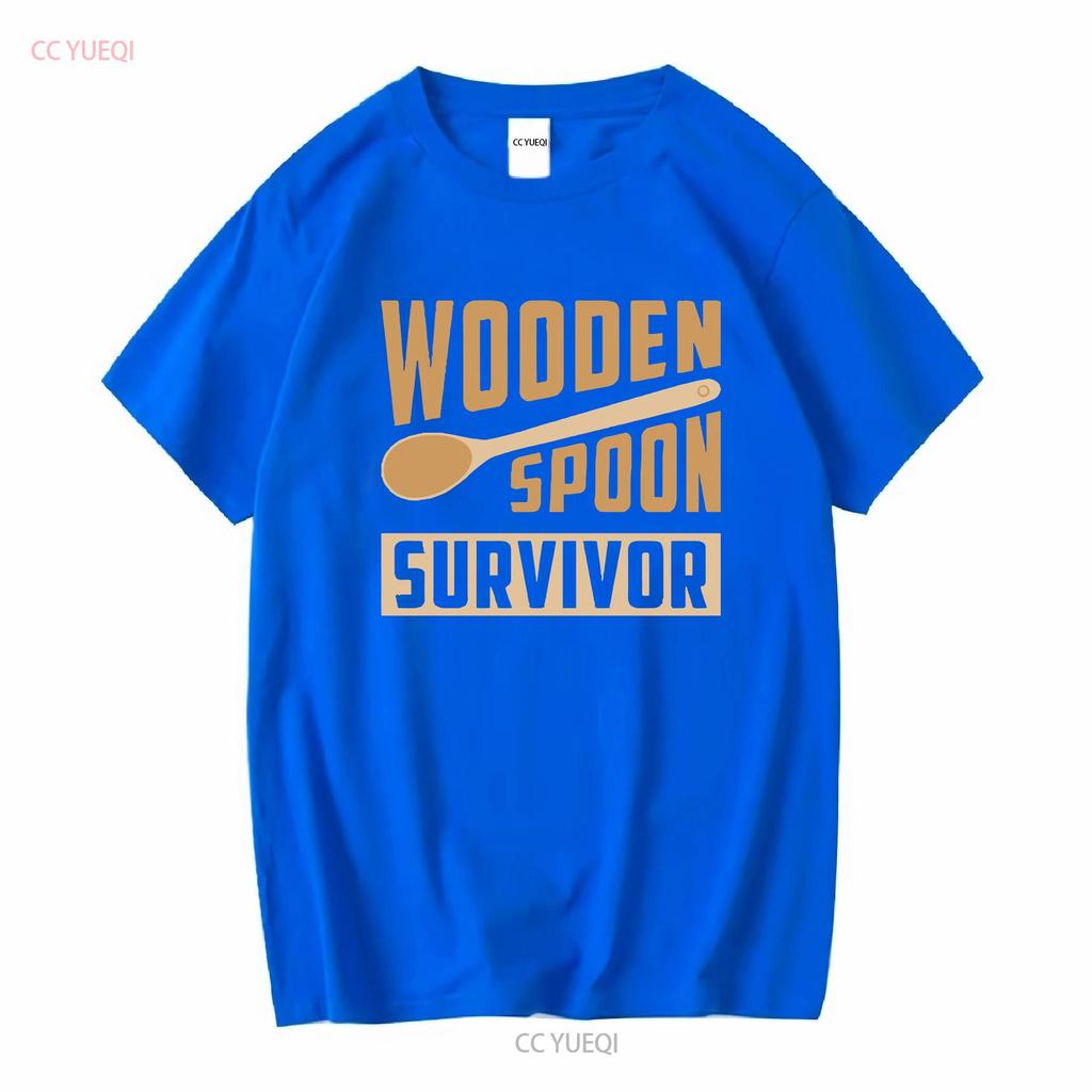Wooden spoon survivor mens T Shirt unisex funny joke novelty slogan retro fashion comedy design top classic cool meme vintage