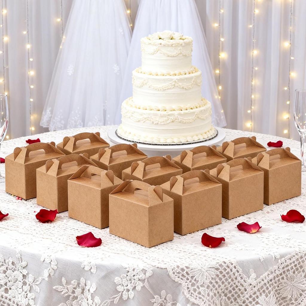 12PCS White Brown Cardboard Gift Box DIY Candy Container Paper Folding Goodie Boxes For Weddings Craft Lovers Birthday