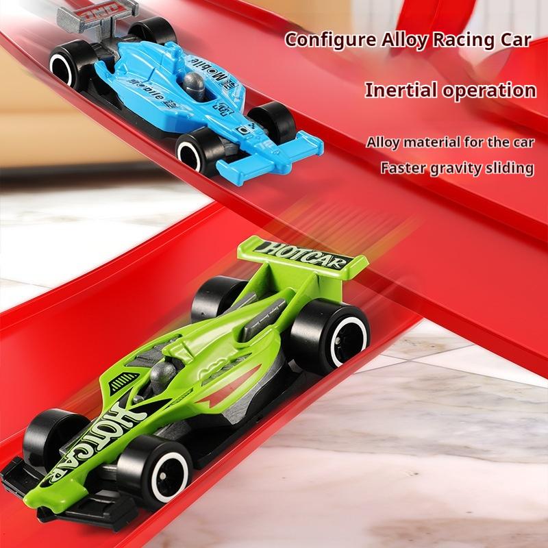 Children And Boys Cool Diy Assembly Track Aluminum Alloy Racing Car Gravity Inertia Sliding Track Toy Puzzle Assembly Cars Gifts