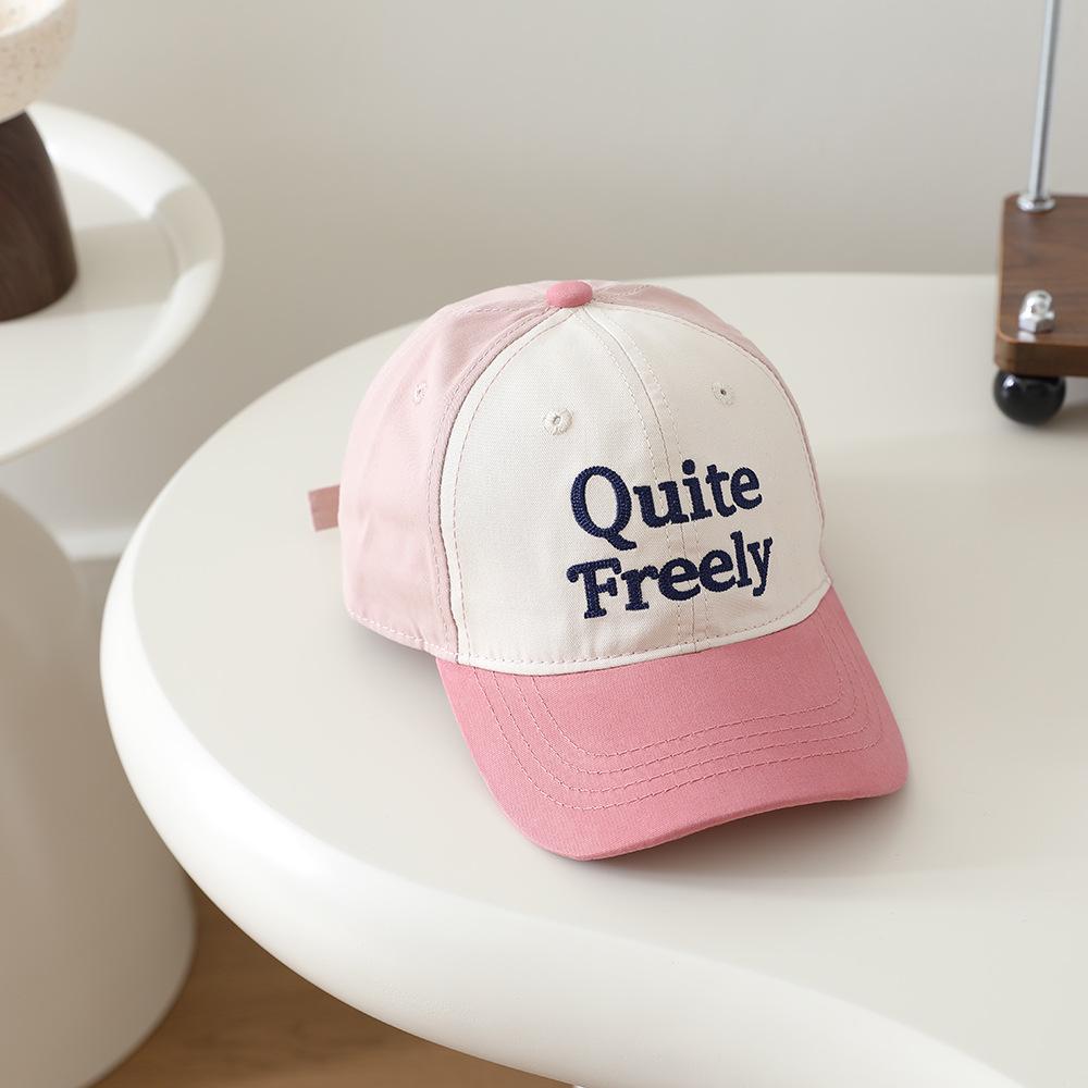 

Kids Retro Color Block Flat Brim Cap - Spring/Autumn Korean Style with English Letter Design 52-54cm, suitable for ages 3-8 рожевий
