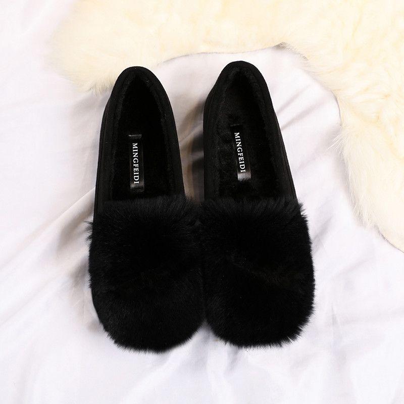 

New 2025 Mao Mao shoes women s autumn and winter wear fluff women s shoes flat-bottomed Mao Mao Doudou shoes children s maternity shoes cotton shoes 35