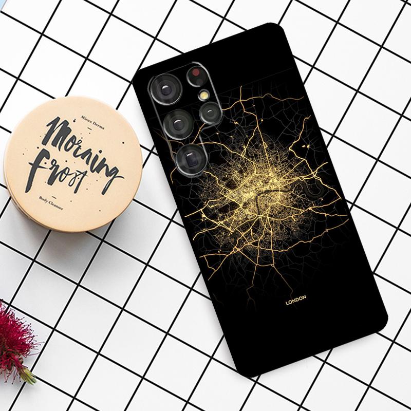 

Paris London Amsterdam City Maps Case For Samsung Galaxy S25 Ultra S23 S22 S21 S20 S24 Ultra S9 S10 Plus S25 FE Phone Cover Galaxy S9