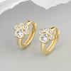 Korean Cute Cat Paw Footprint Ear Buckle Fashion Zircon Hoop Earrings for Women Silver Color Charm Circle Earrings Jewelry Gift