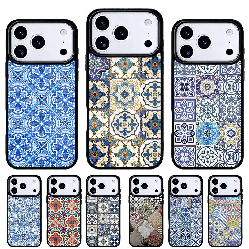 Moroccan Tiles Pattern soft Phone Case for iPhone 17 Air 16e 15 14 13 Pro Max Back Cover for 12 11 Pro Coque