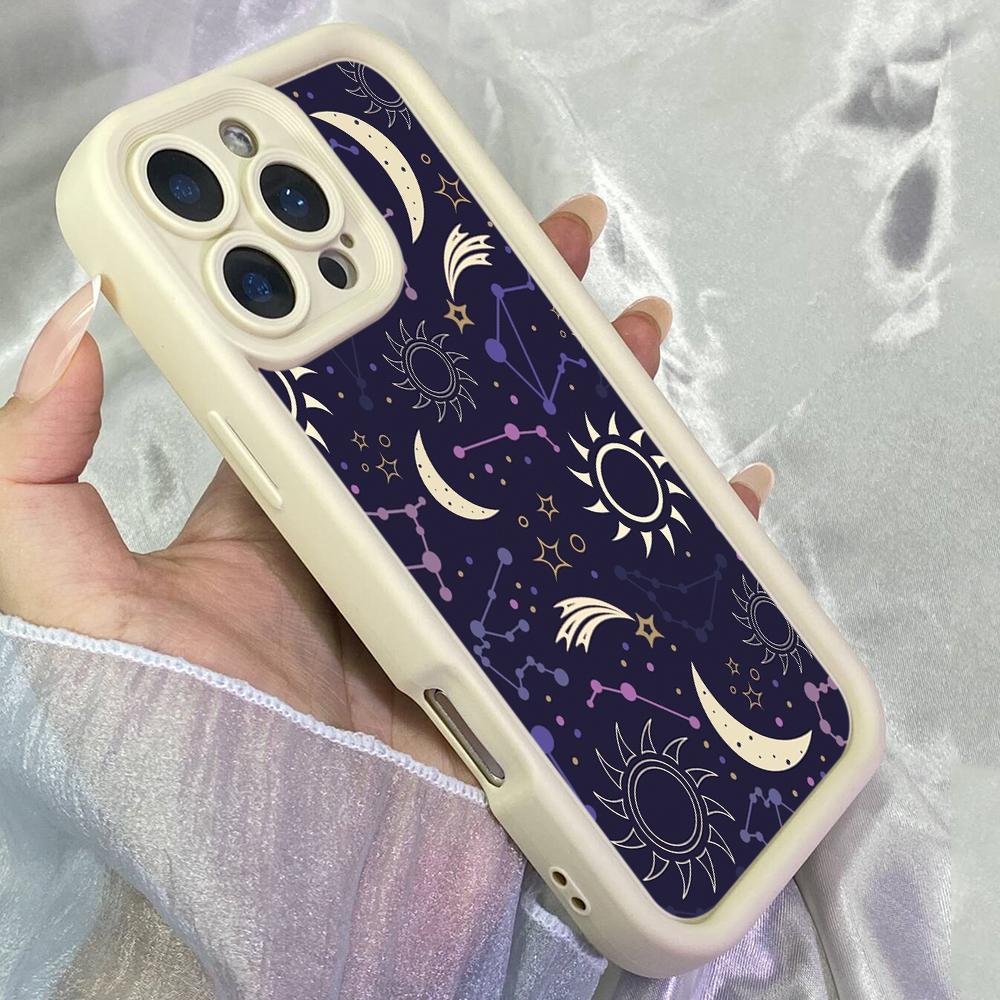 JT515 Stars sun and moon for iPhone 17 16 15 14 13 12 11 Pro Max Samsung S26 S25 Ultra A17 A07 A56 A16 A15 A14 A13 Xiaomi 15T Redmi 15c 14C Soft Case